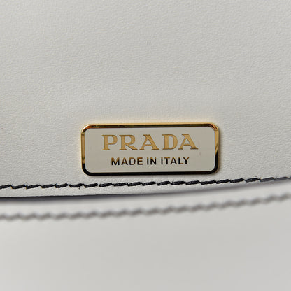 Prada City Calf Pionniere Saddle Bag Black White 6 of 9