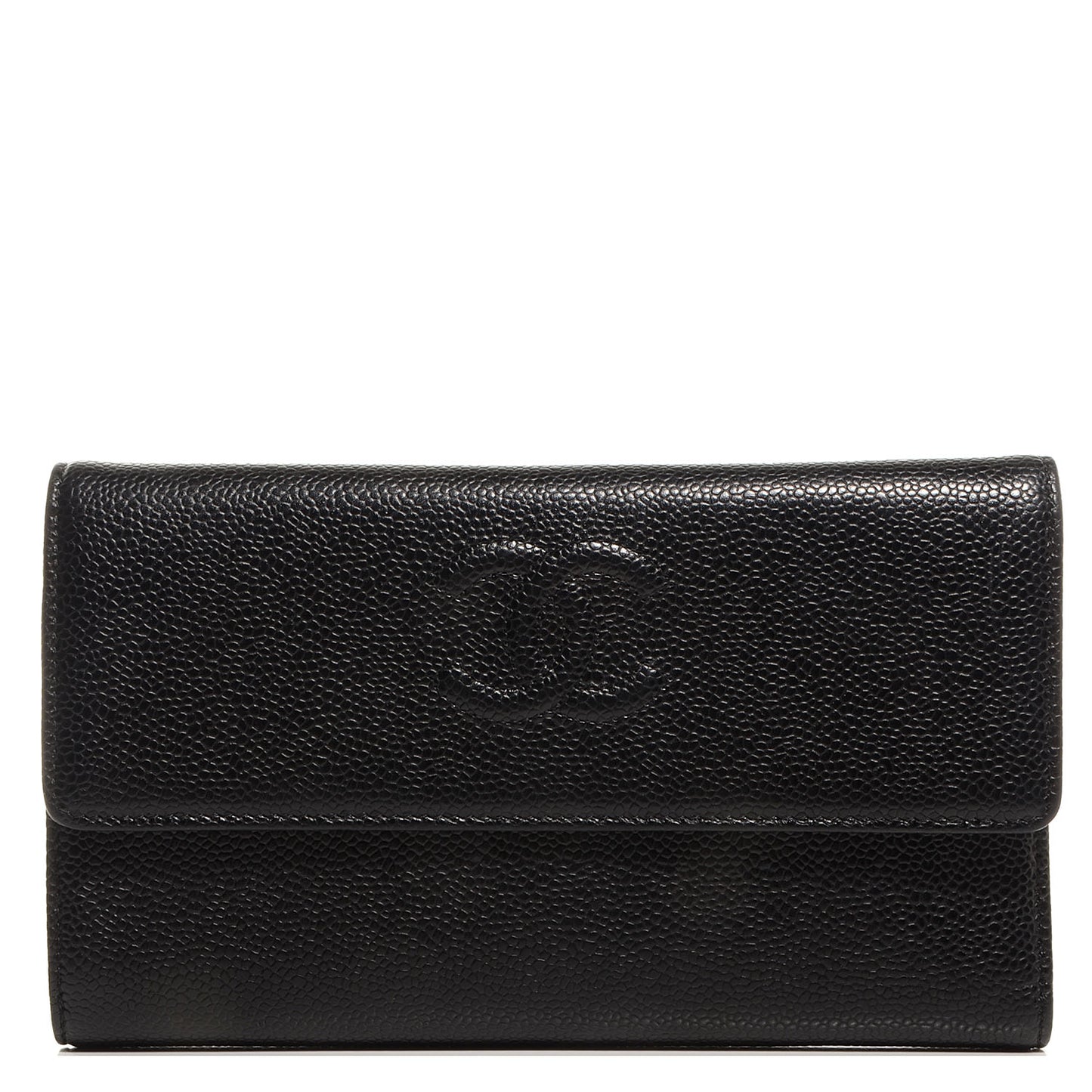 Caviar Long Flap Wallet Black