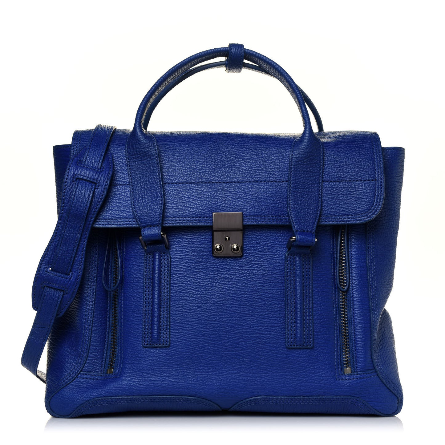 Textured Calfskin Large Pashli Satchel Cobalt
