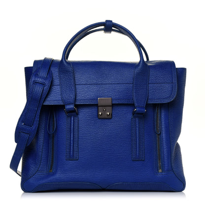 3.1 Phillip Lim Textured Calfskin Large Pashli Satchel Cobalt 1 of 4