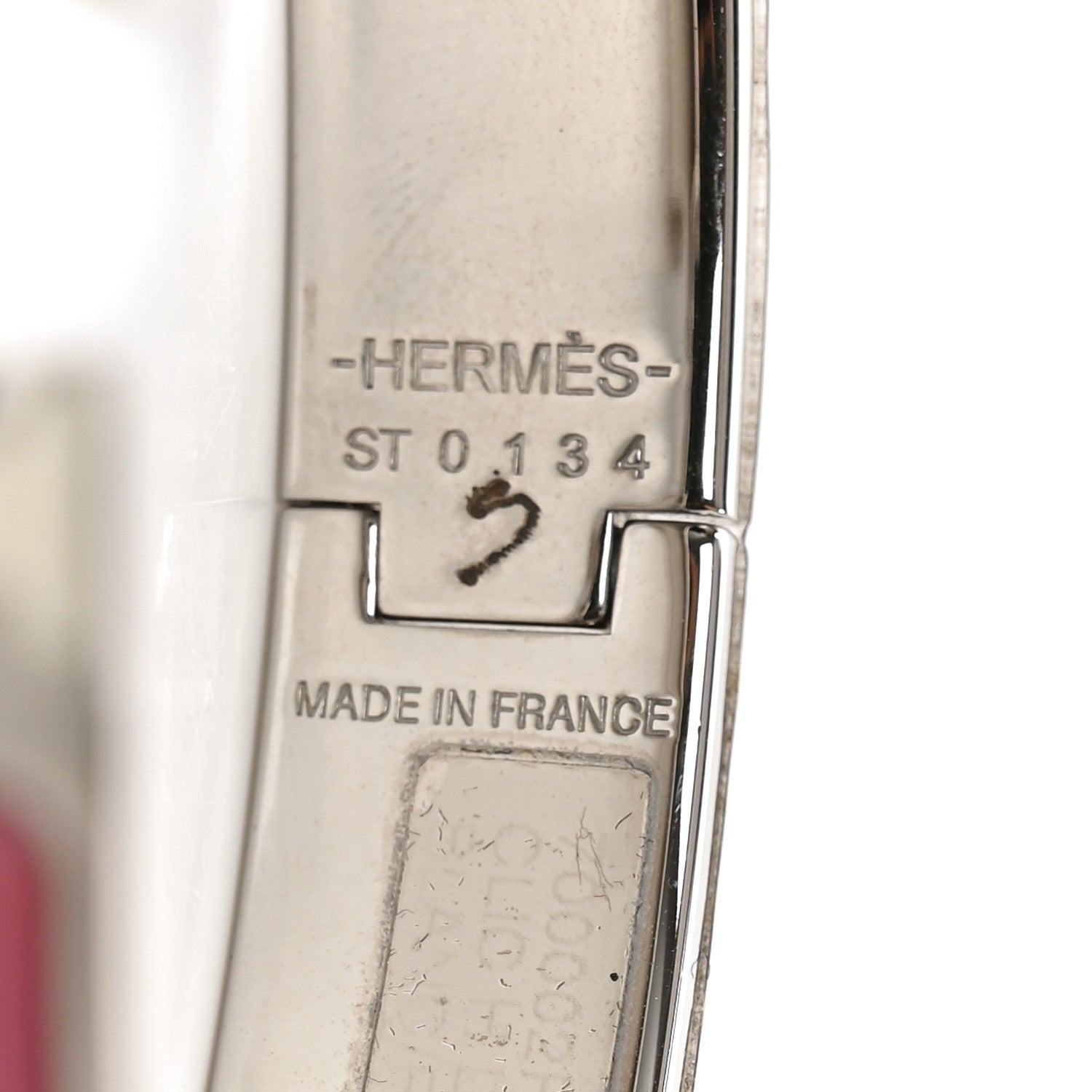 Hermes Enamel Narrow Clic Clac H Bracelet GM Rose Velours White 4 of 4