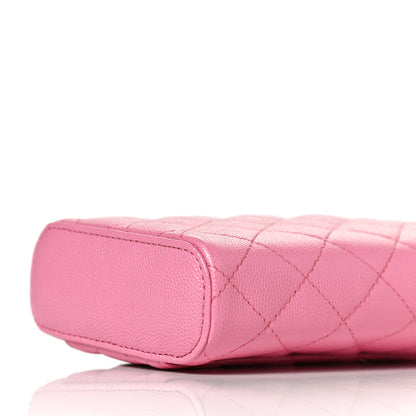 Chanel Caviar Quilted Phone Holder With Chain Pink 6 of 11