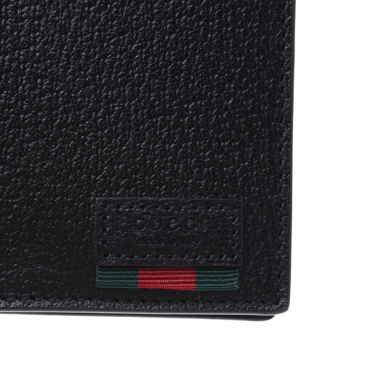 Calfskin Boar Effect Web Bi-Fold Wallet Black