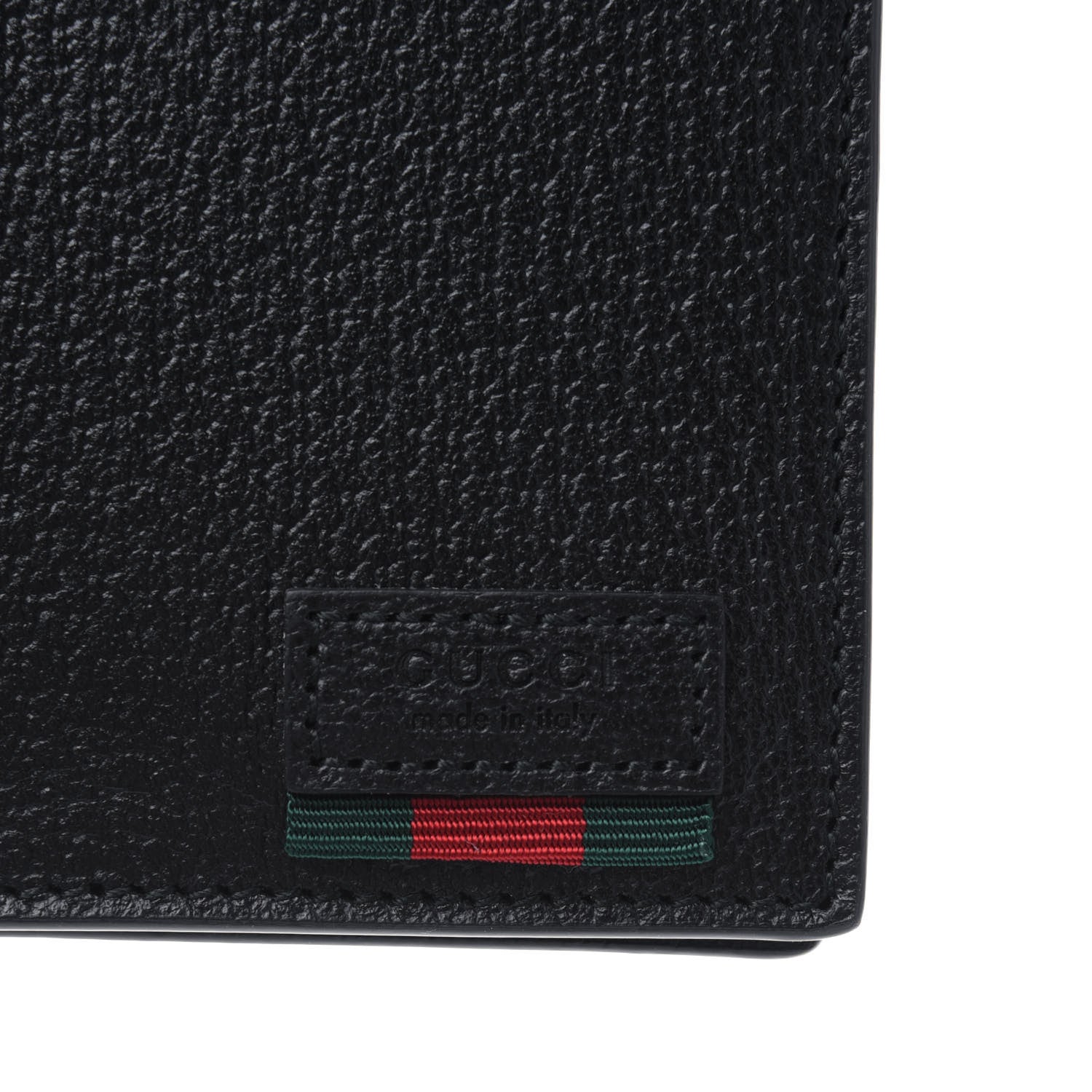 Gucci Calfskin Boar Effect Web Bi-Fold Wallet Black 6 of 7
