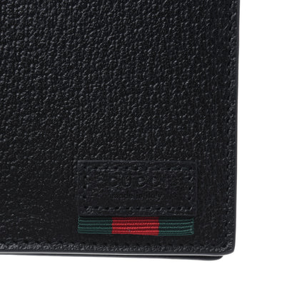 Gucci Calfskin Boar Effect Web Bi-Fold Wallet Black 6 of 7