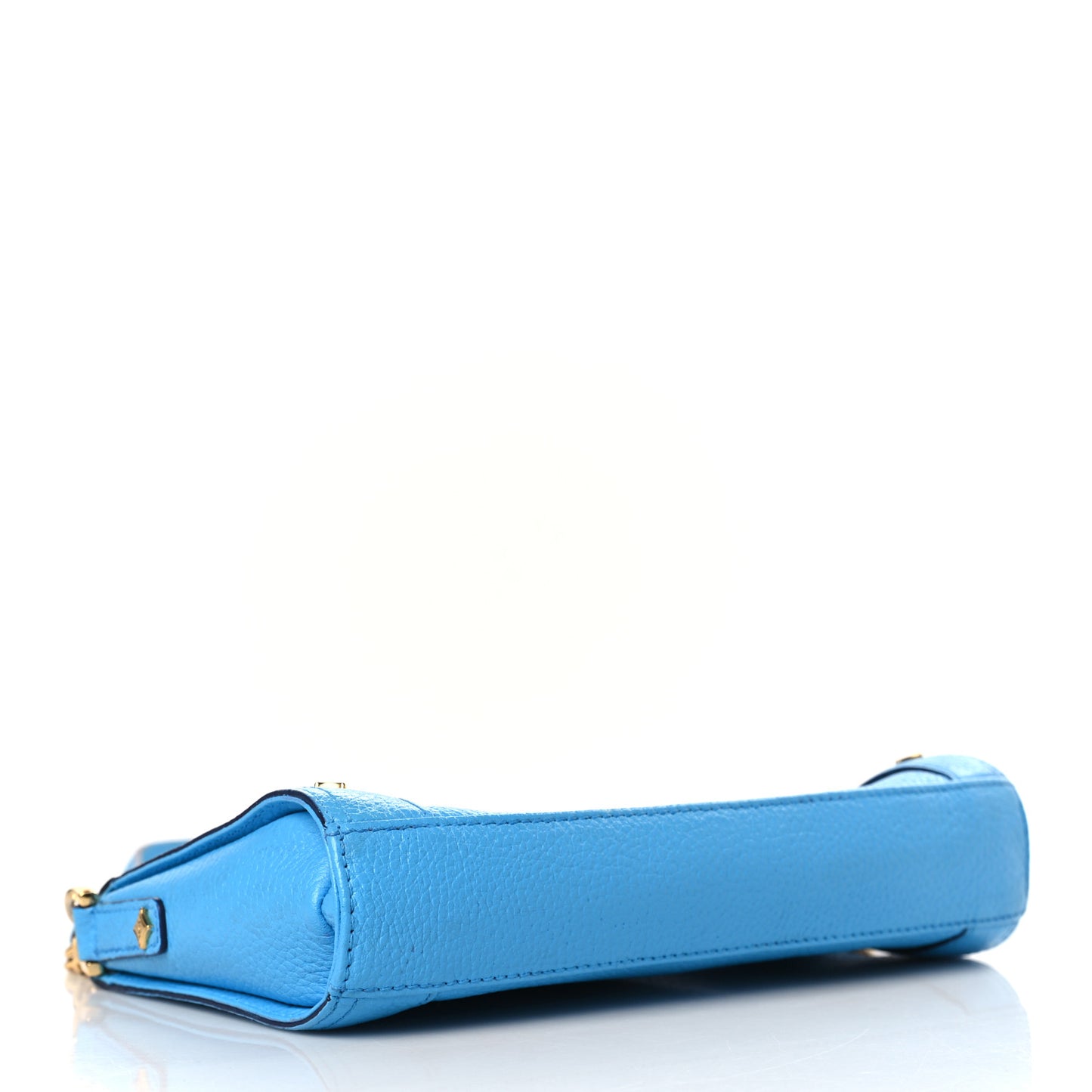 Grained Calfskin Studded Pouch Blue