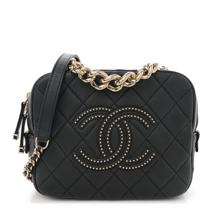 Chanel Lambskin Quilted Studded Quilted Vanity Case With Chain Black 1 of 10