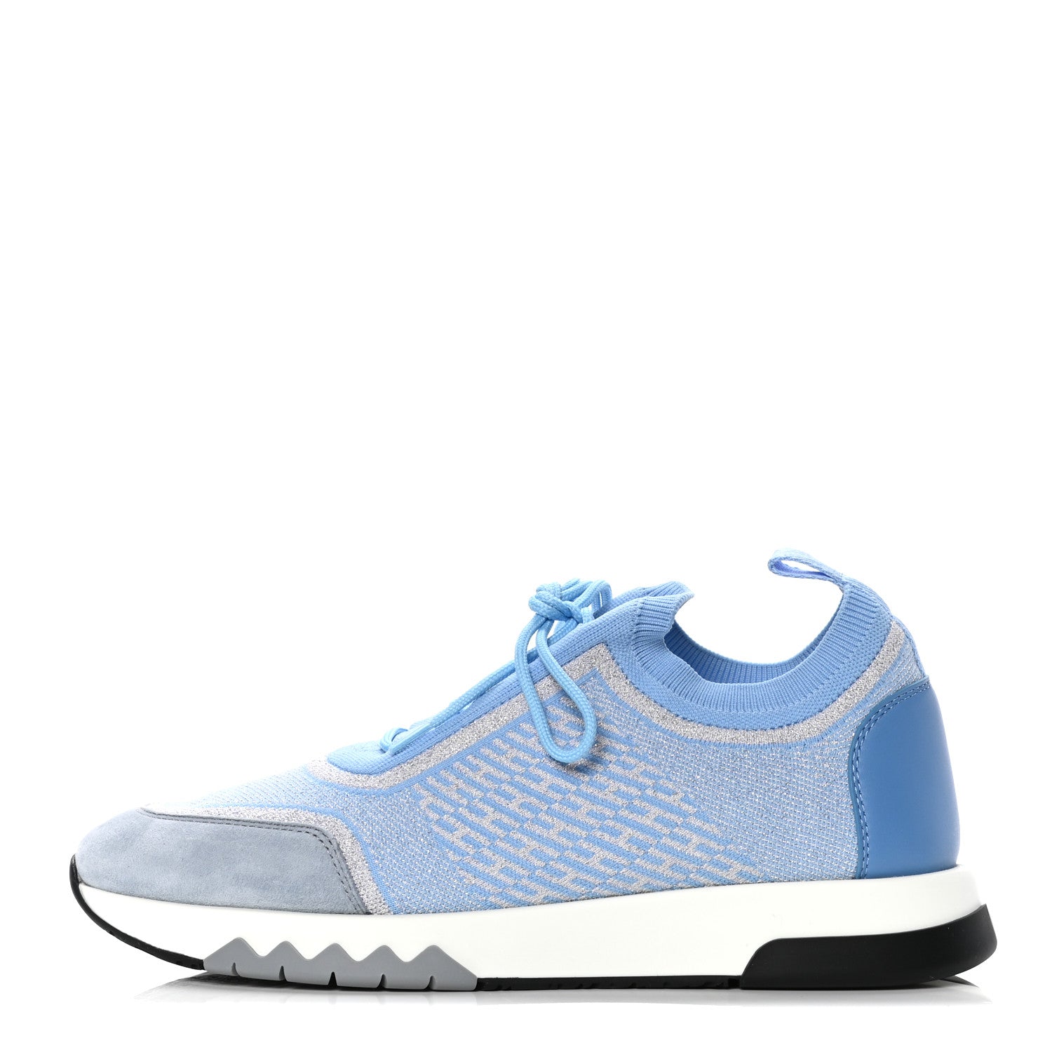 Hermes Goatskin Bi-Color Womens Addict Sneakers 38 Argent Bleu Faience 1 of 4