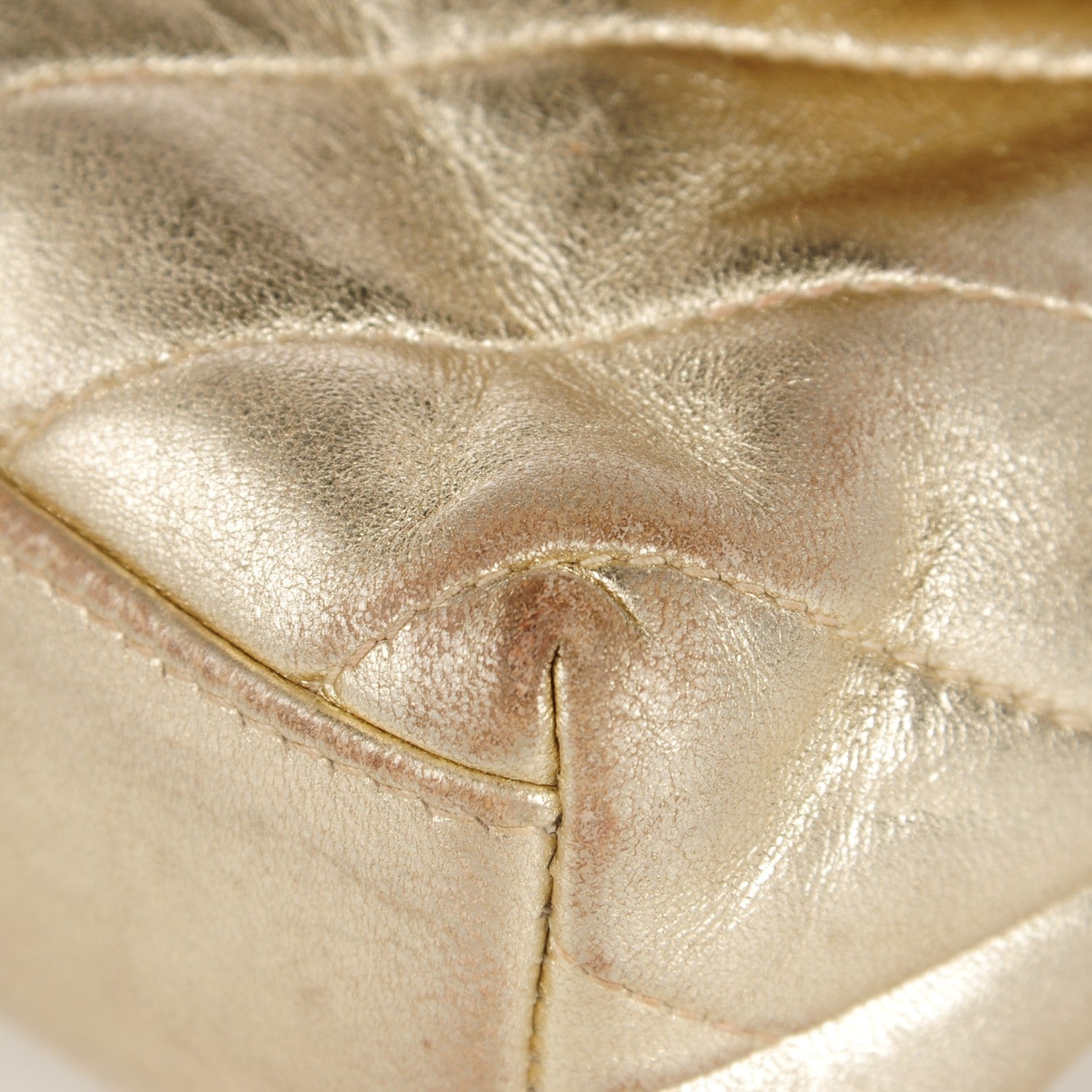 Chanel Metallic Lambskin Chevron Quilted Mini Square Flap Gold 7 of 16