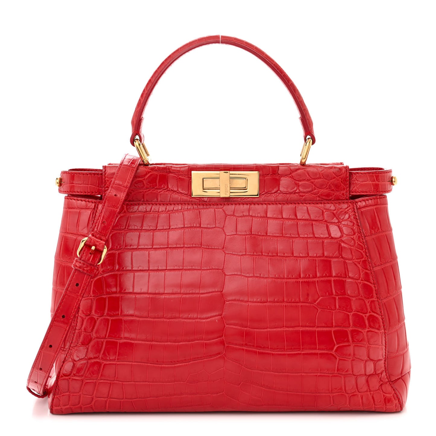 Shiny Crocodile Shiny Nappa Medium Peekaboo Iconic Satchel Red