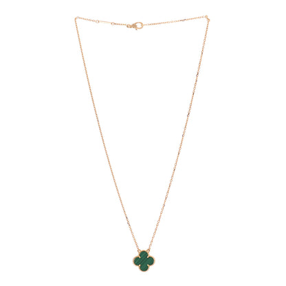 Van Cleef & Arpels 18K Yellow Gold Malachite Vintage Alhambra Pendant Necklace 3 of 7