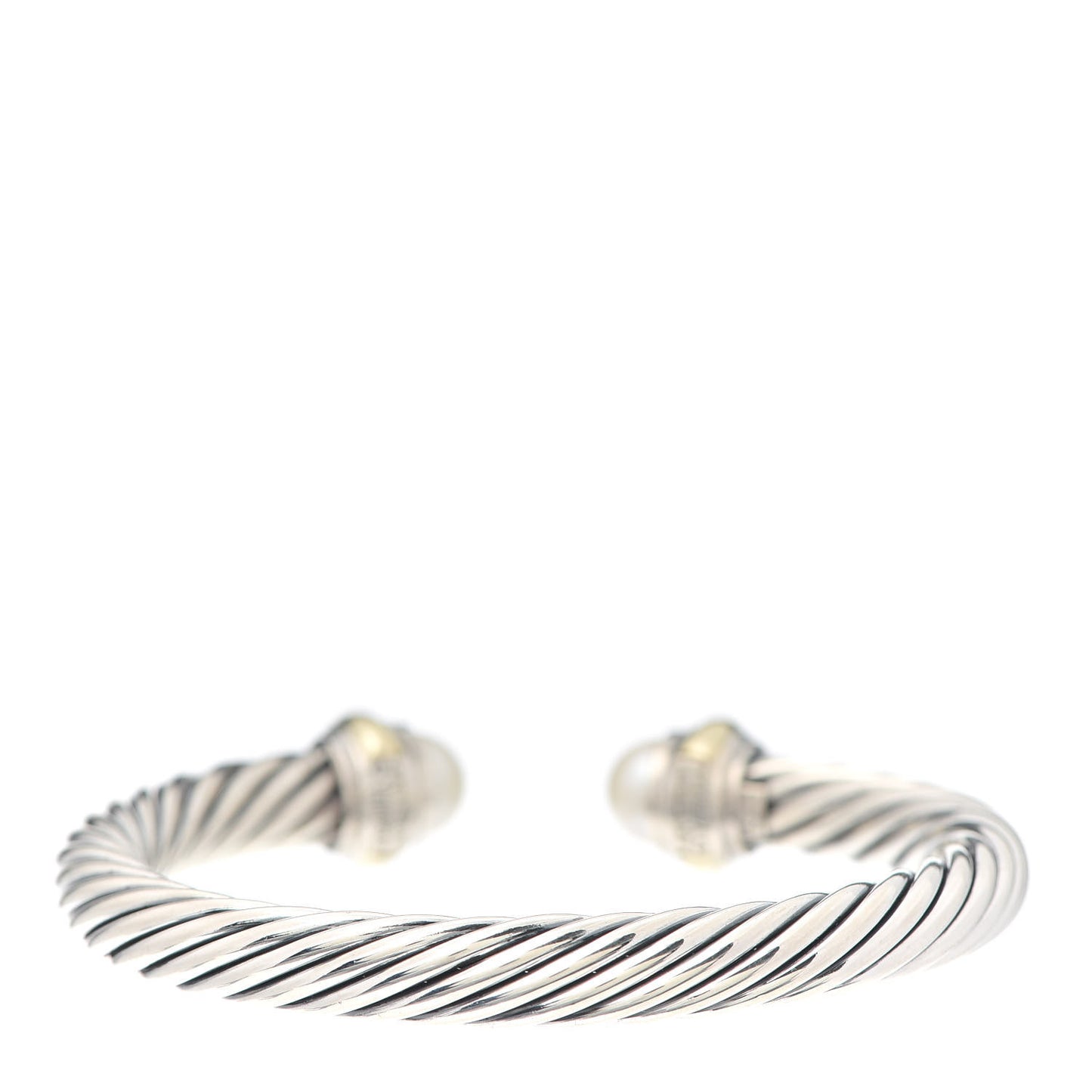 Sterling Silver 14K Yellow Gold Pearl 7mm Cable Classics Bracelet