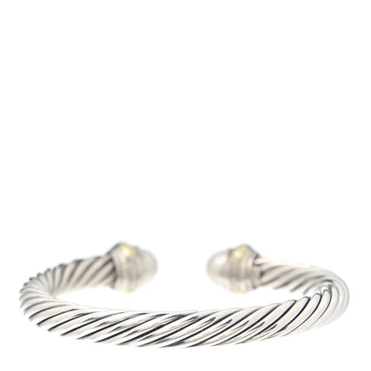 David Yurman Sterling Silver 14K Yellow Gold Pearl 7mm Cable Classics Bracelet 3 of 5