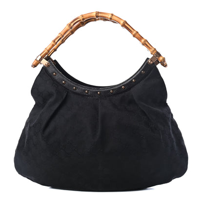 Gucci Monogram Bamboo Top Handle Shoulder Bag Black 1 of 4