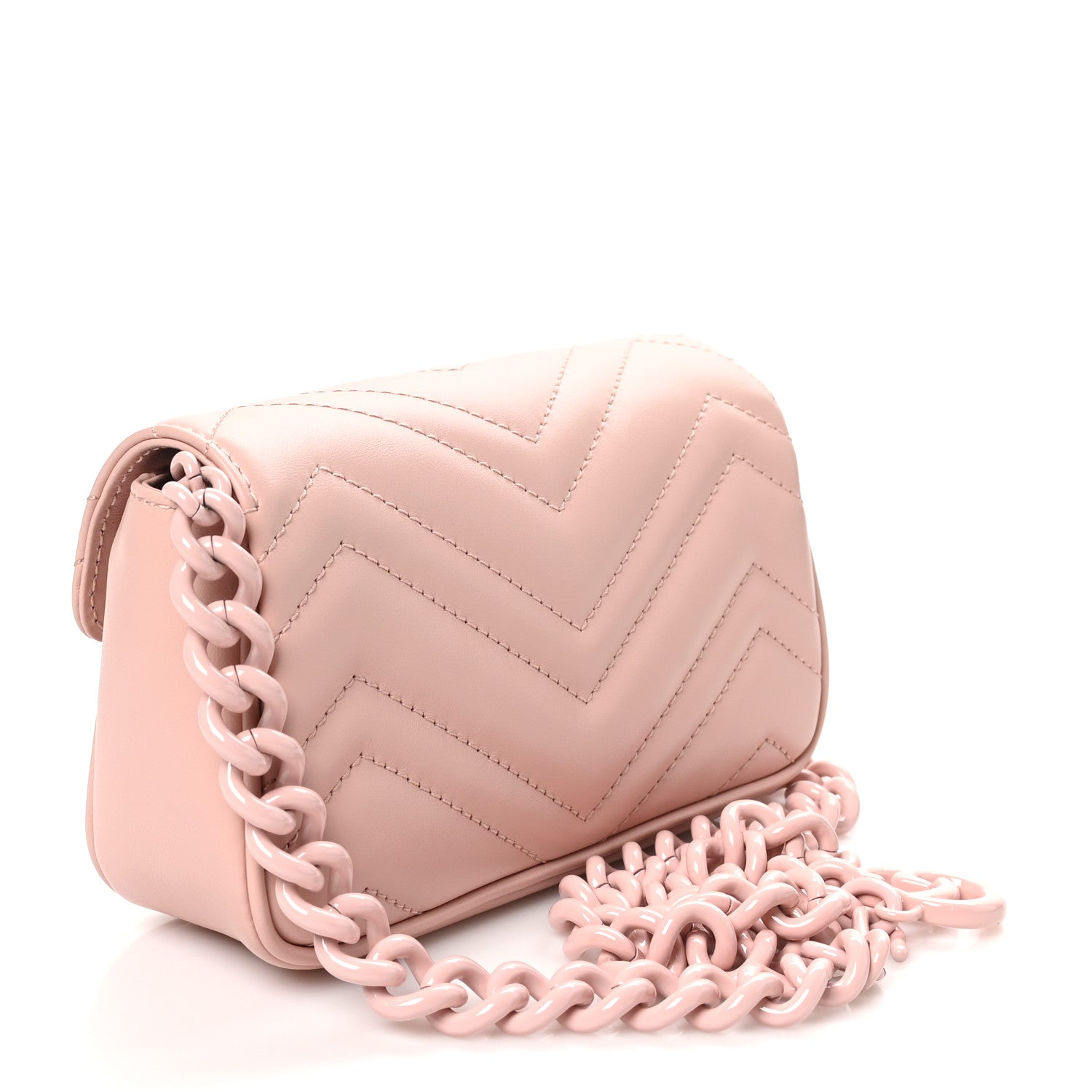 Gucci Calfskin Matelasse Monochrome GG Marmont Chain Belt Bag Perfect Pink 3 of 10