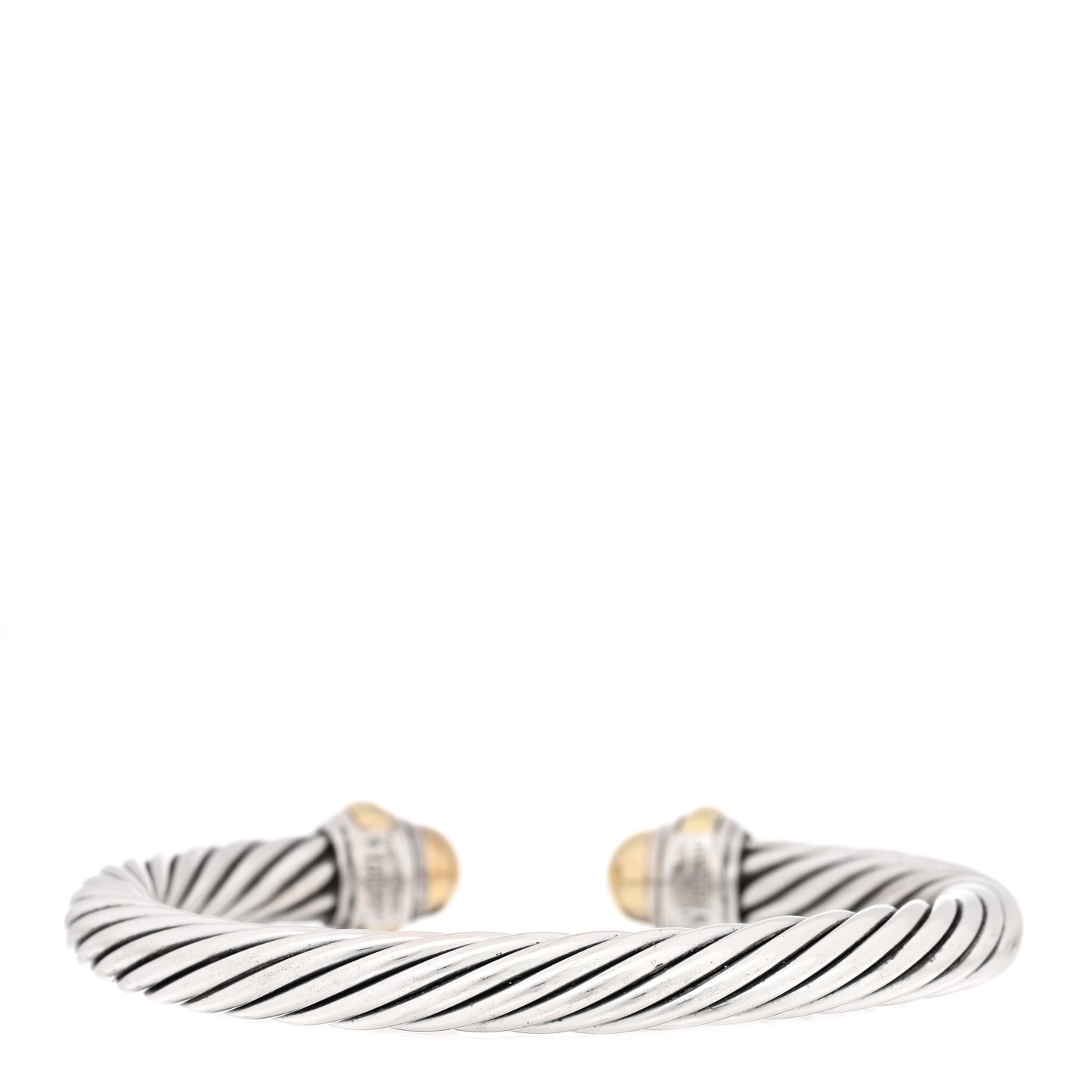 Sterling Silver 14K Yellow Gold 7mm Cable Classics Dome Bracelet