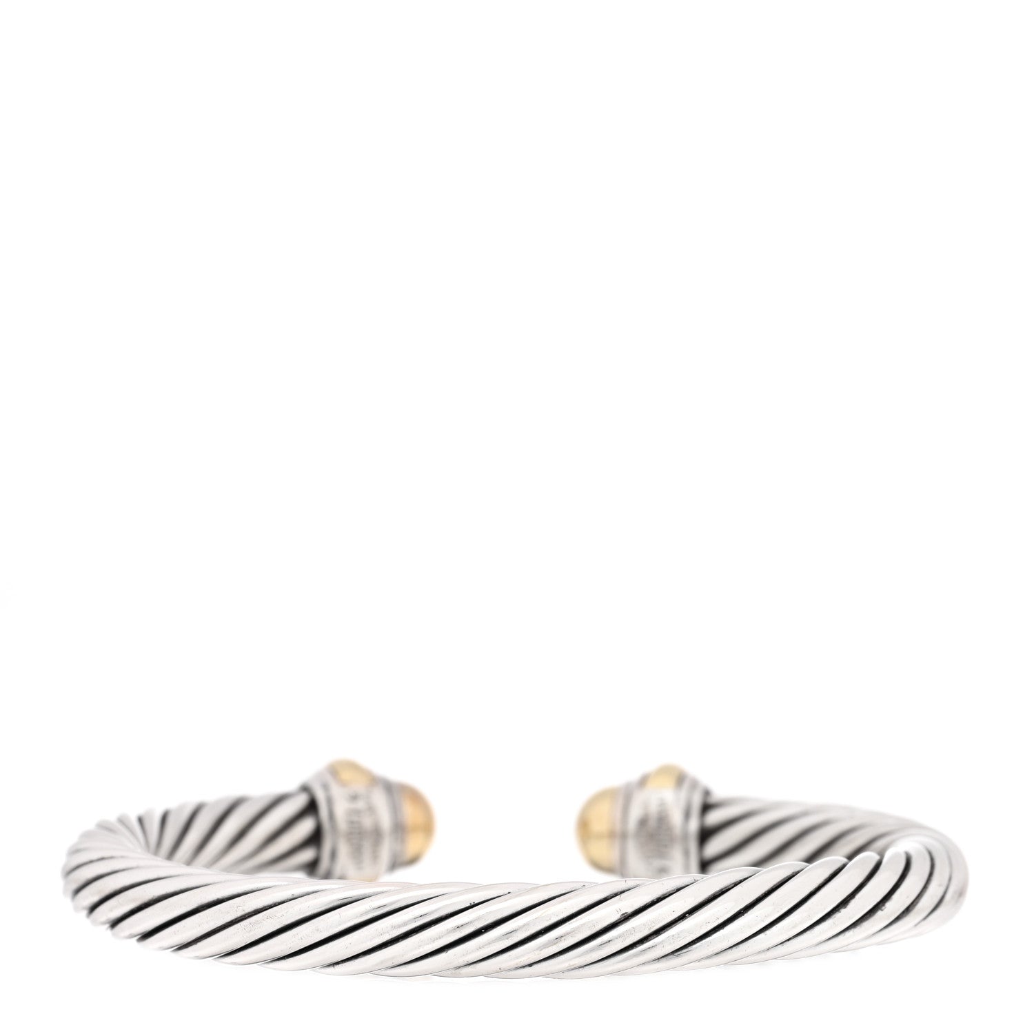 David Yurman Sterling Silver 14K Yellow Gold 7mm Cable Classics Dome Bracelet 2 of 3