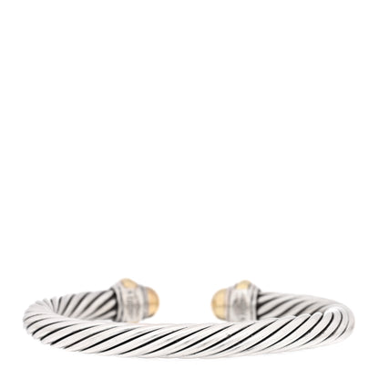 David Yurman Sterling Silver 14K Yellow Gold 7mm Cable Classics Dome Bracelet 2 of 3