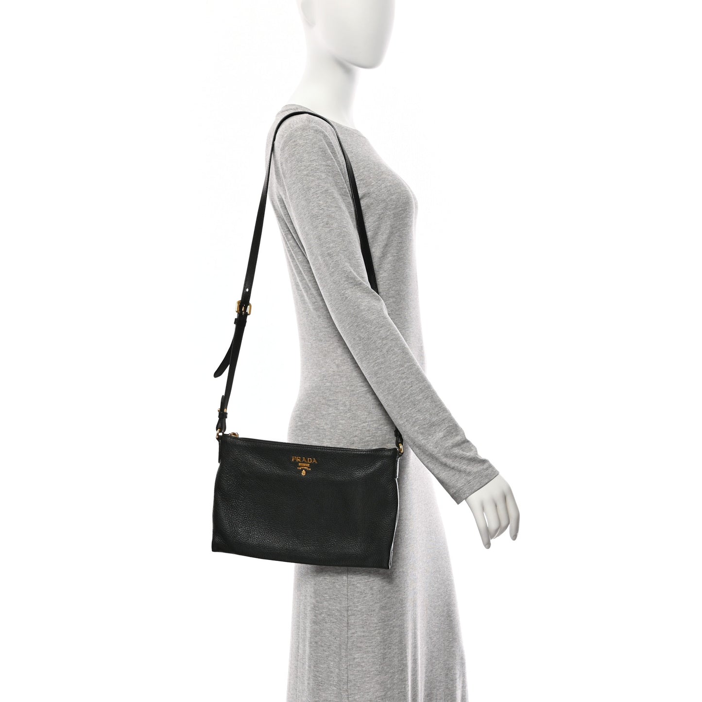 Vitello Daino Crossbody Bag Black