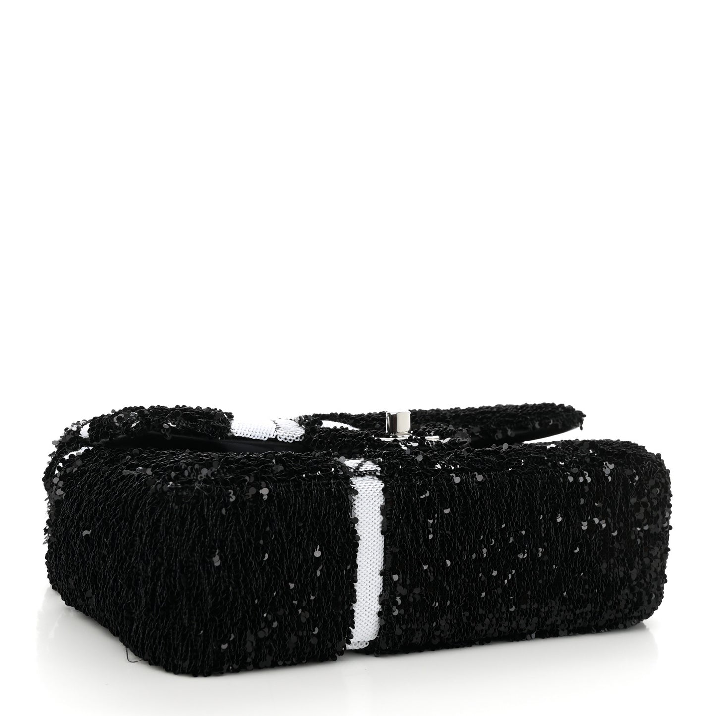 Sequin Ribbon Mini Rectangular Flap Black White