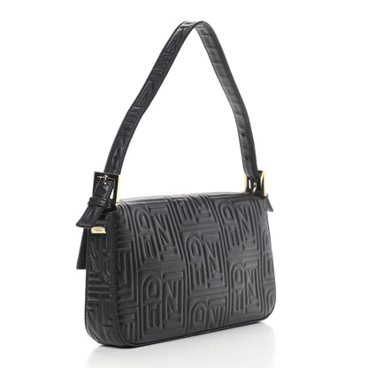 Fendi Nappa Logo Embossed Baguette Black 2 of 10