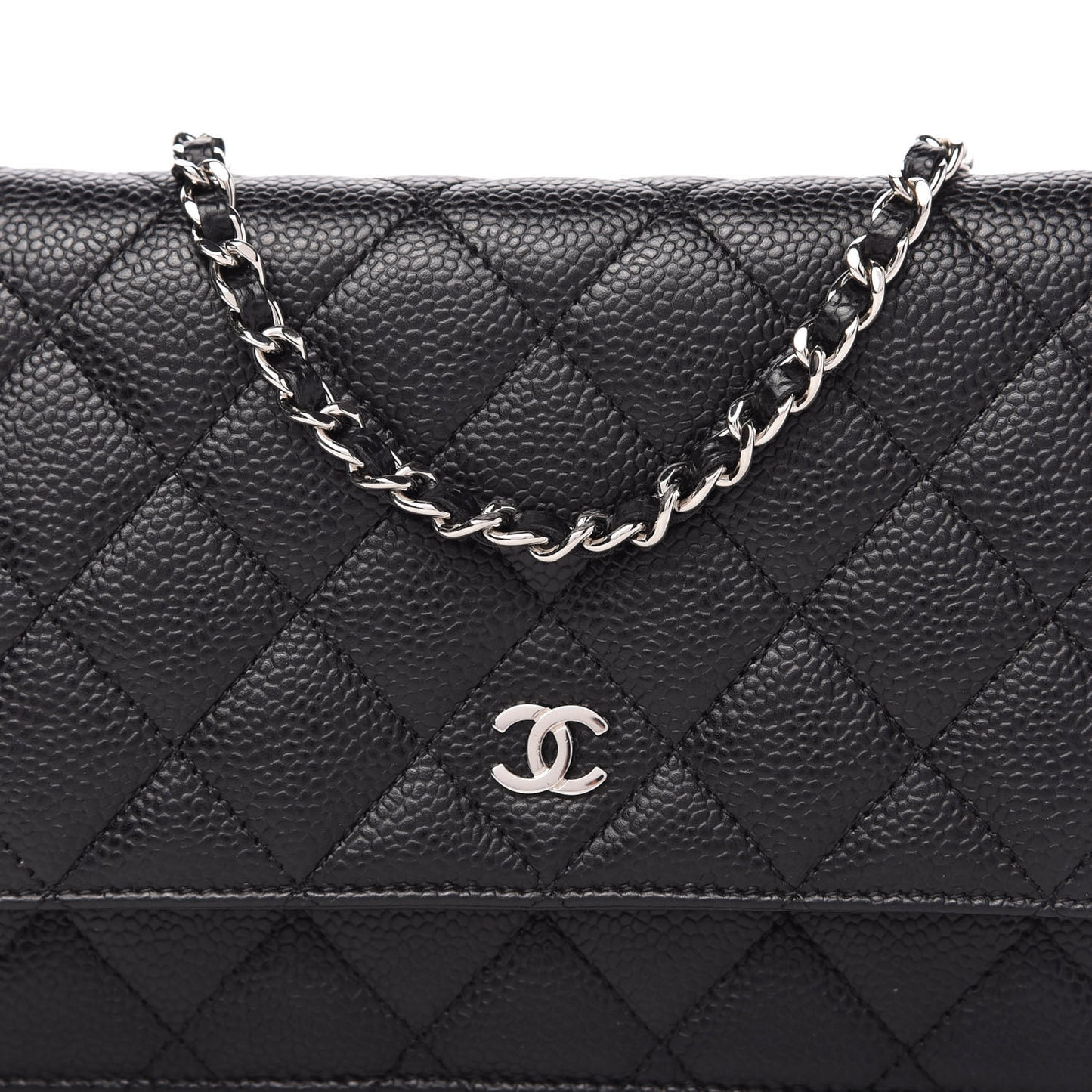 Caviar Quilted Wallet On Chain WOC Black