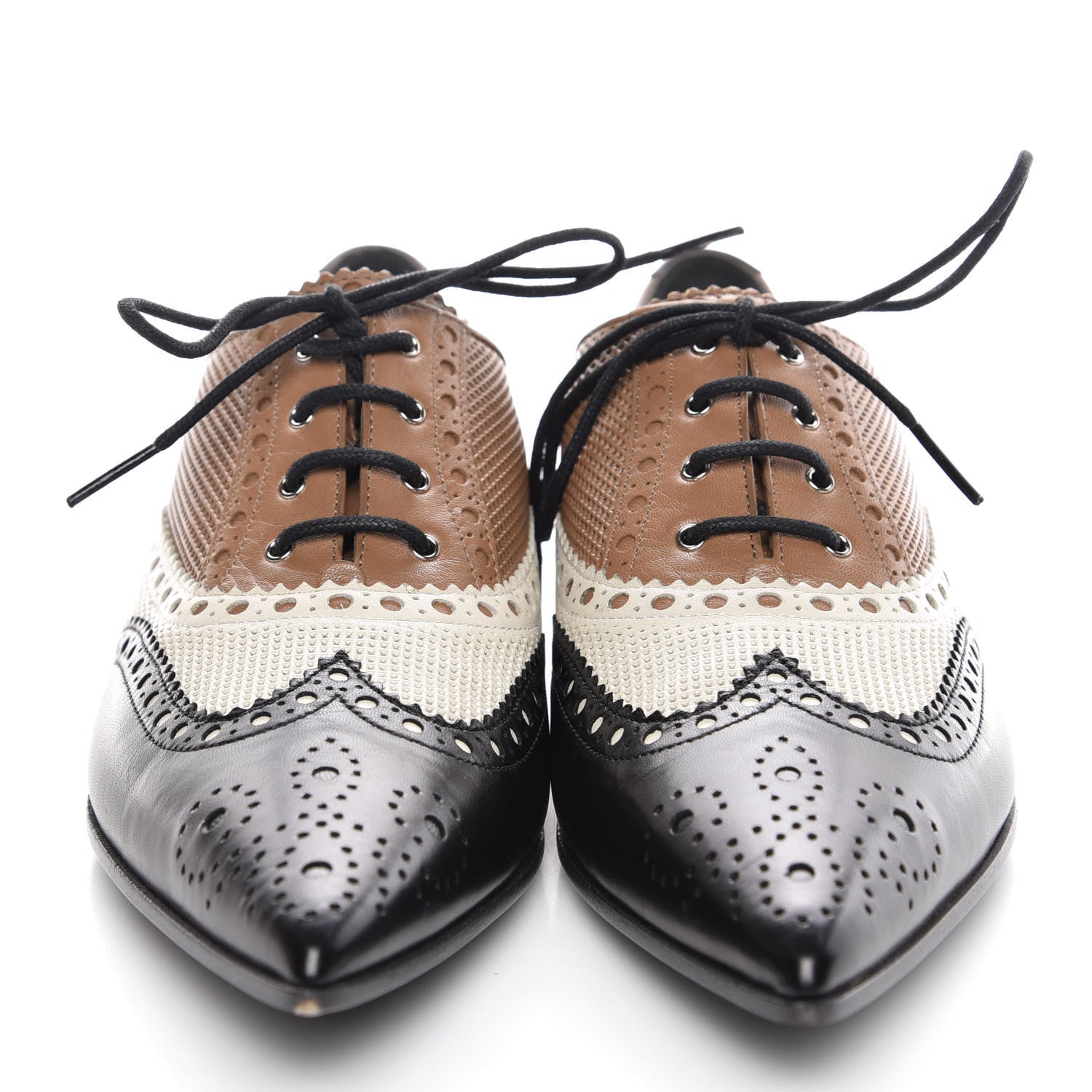Gucci Malaga Kid Womens Gia Brogue Lace Up Loafers 37.5 Black Brown 2 of 10