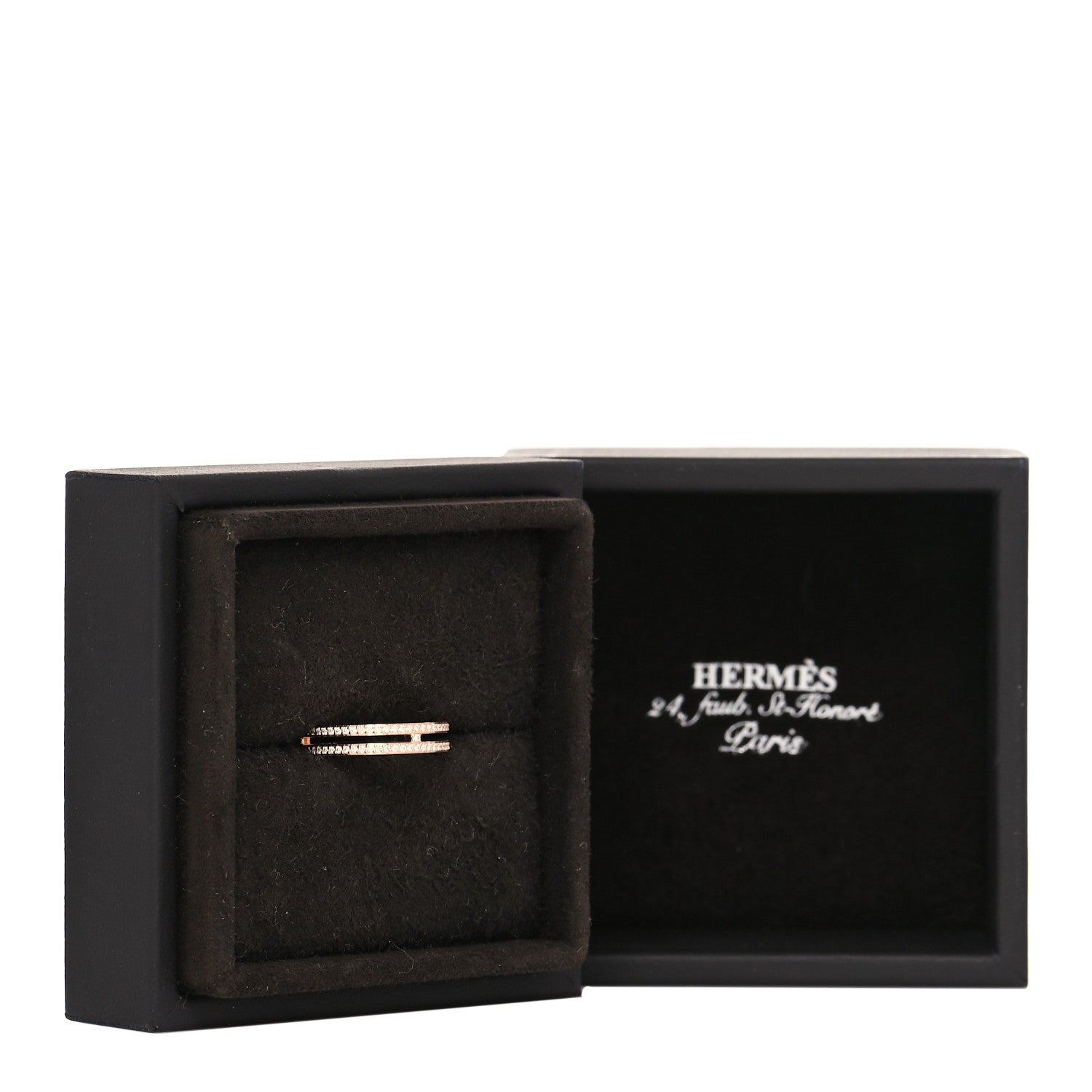 Hermes 18K Rose Gold Diamond Ariane Wedding Band Ring 49 5 5 of 5