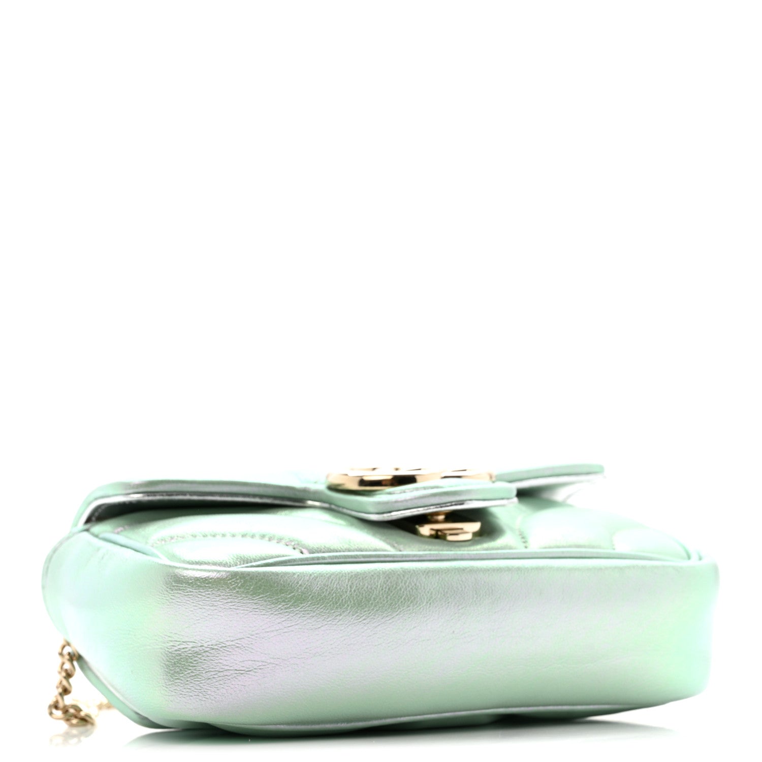 Gucci Iridescent Nappa Chevron Matelasse Super Mini GG Marmont Shoulder Bag Green Iridescent 4 of 11