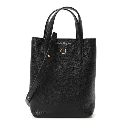 Salvatore Ferragamo Tumbled Calfskin Gancini Mini Bag Black 1 of 9