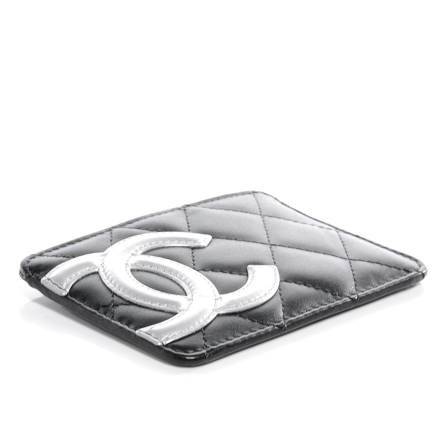 Chanel Calfskin Quilted Cambon Card Holder Black White 4 of 8