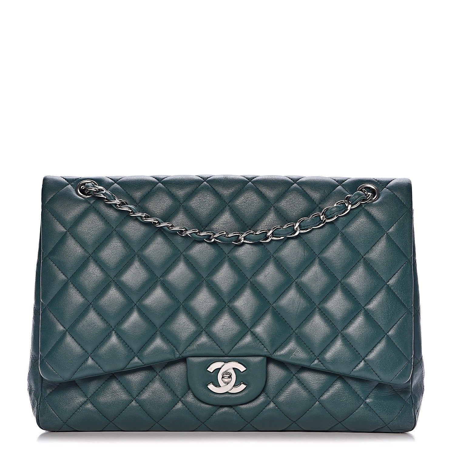 Chanel Lambskin Quilted Maxi Single Flap Turquoise 1 of 18