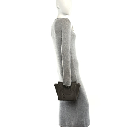 Celine Drummed Calfskin Nano Luggage Souris 2 of 11