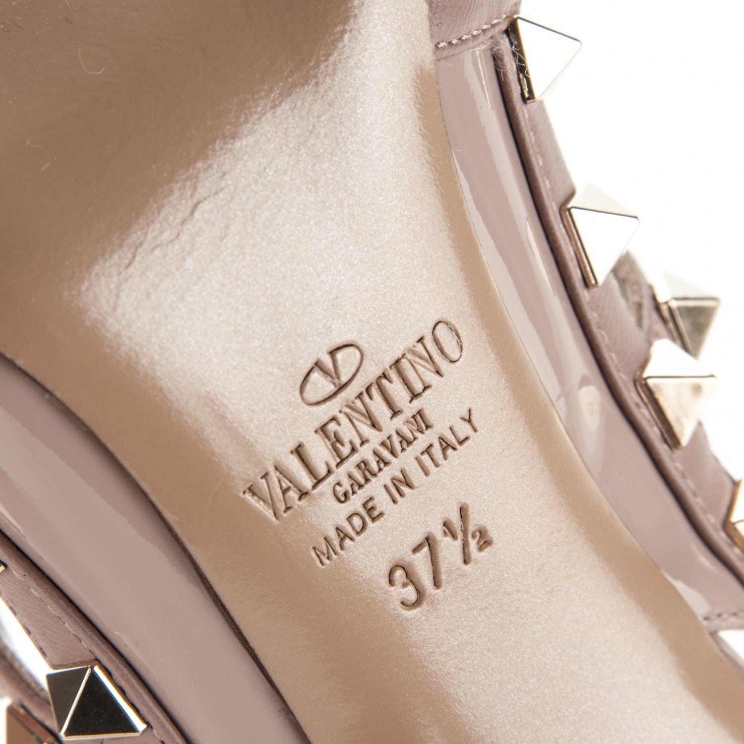 Valentino Garavani Patent Rockstud Ankle Strap Pumps 37.5 Poudre 6 of 6