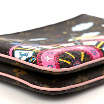Louis Vuitton Monogram 2020 Christmas Animation Big Wheel Double Zip Pochette Rose Ballerine 11 of 13