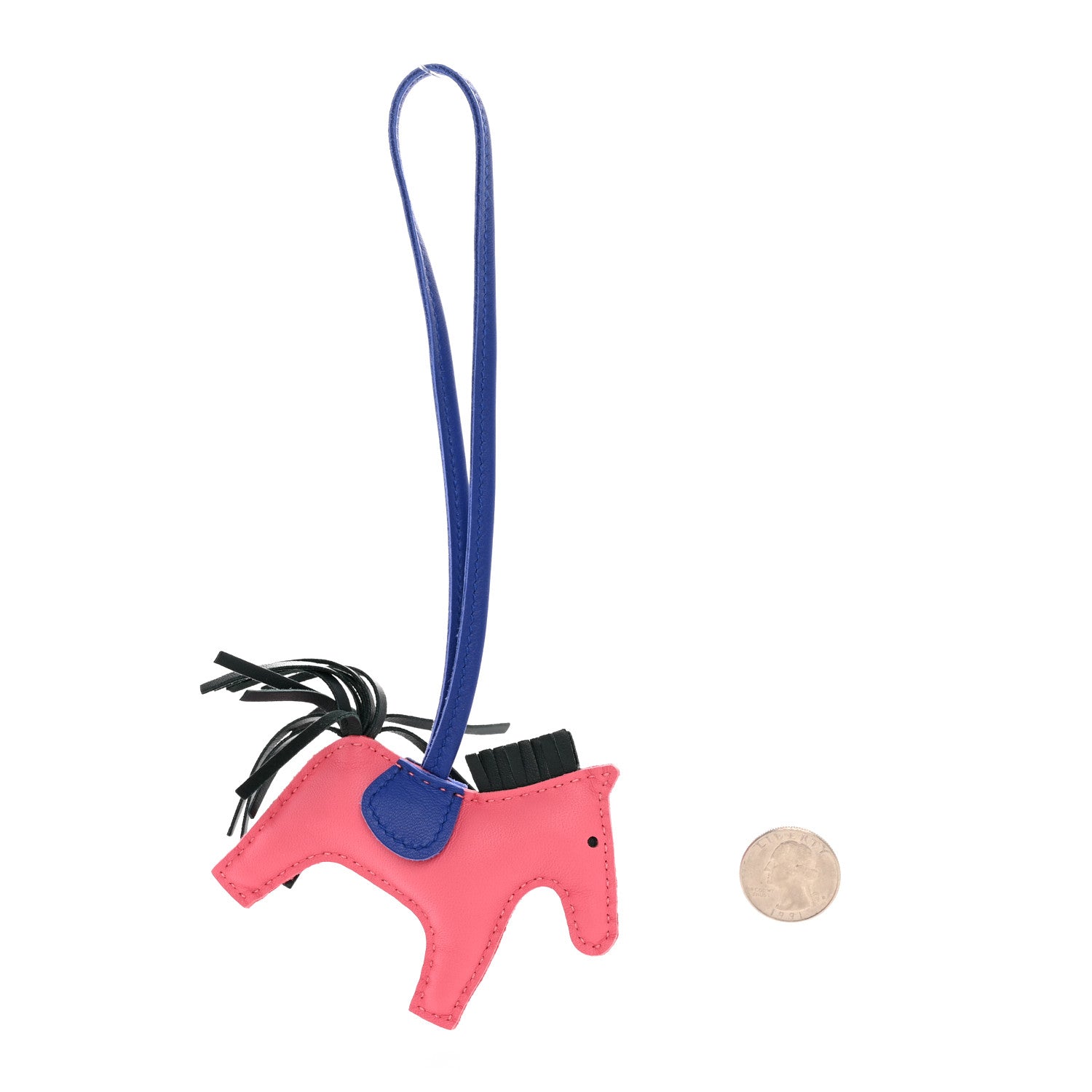 Hermes Milo Lambskin Grigri Rodeo Horse Bag Charm PM Rose Azalee Vert Cypress Bleu Electrique 2 of 5