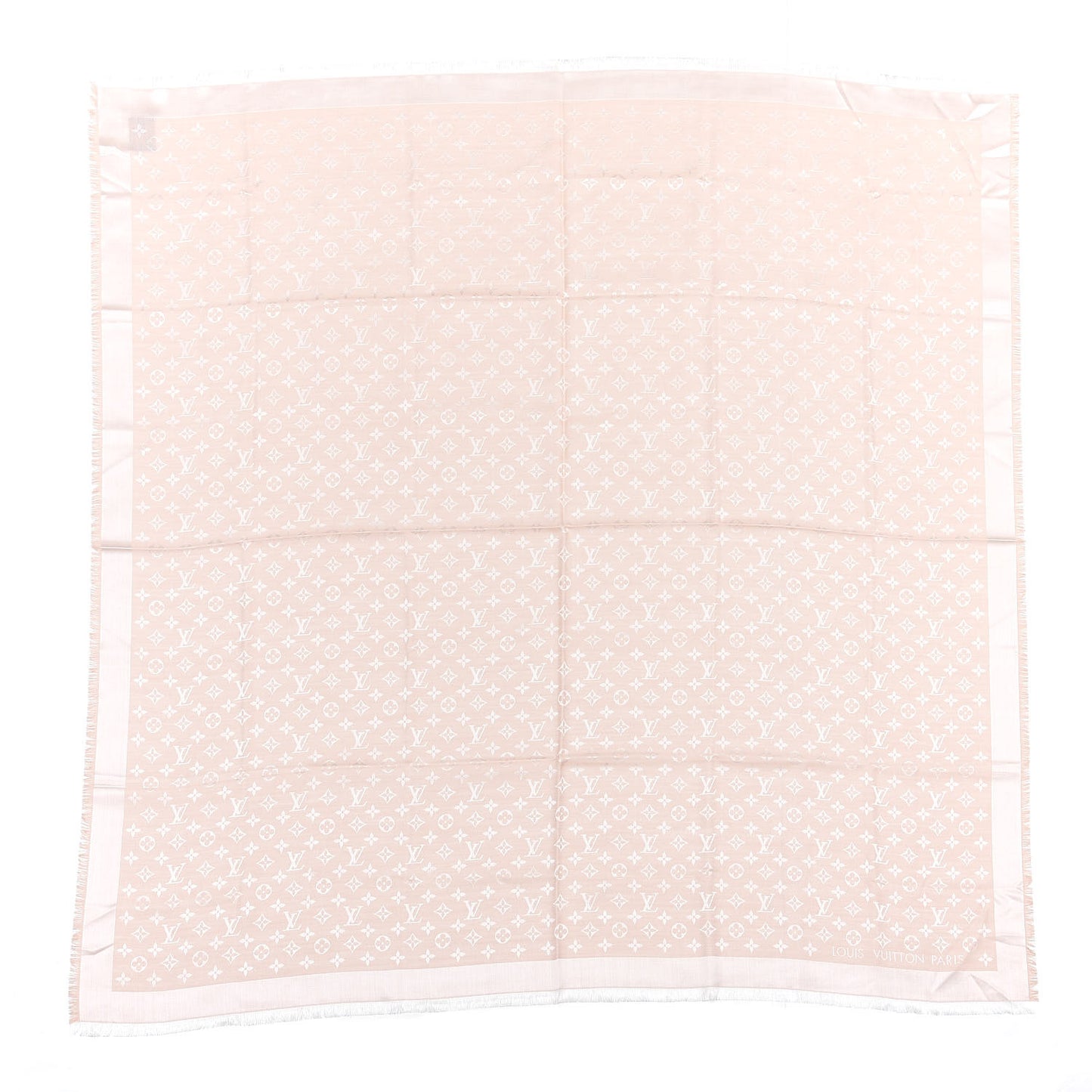 Silk Wool Monogram Denim Shawl Pink