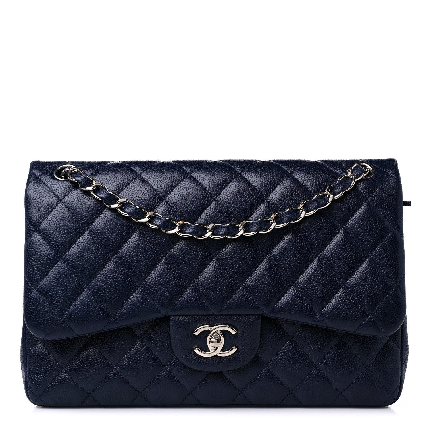 Chanel Caviar Quilted Jumbo Double Flap Navy Blue 1 of 13