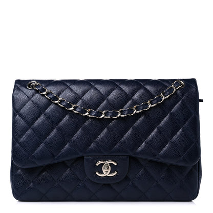 Chanel Caviar Quilted Jumbo Double Flap Navy Blue 1 of 13