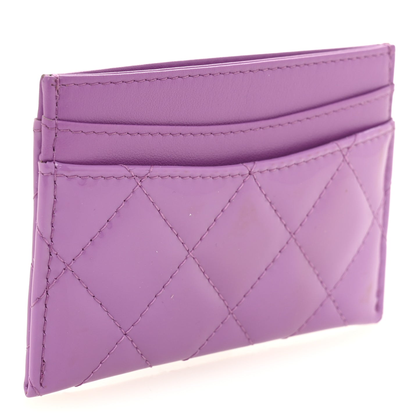 Patent Quilted Card Holder Purple