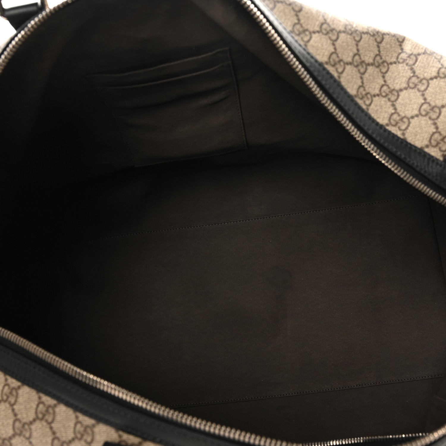 Gucci GG Supreme Monogram Selleria Calfskin Large Duffle Beige Ebony Black 4 of 13