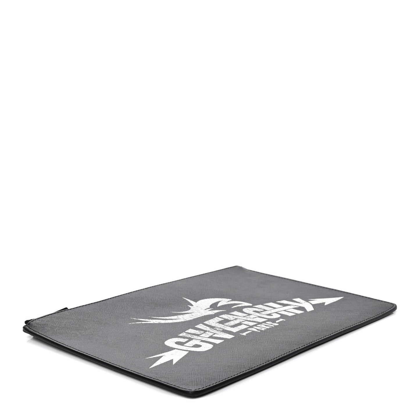 Textured Coated Canvas Icon Print Medium Pouch Black