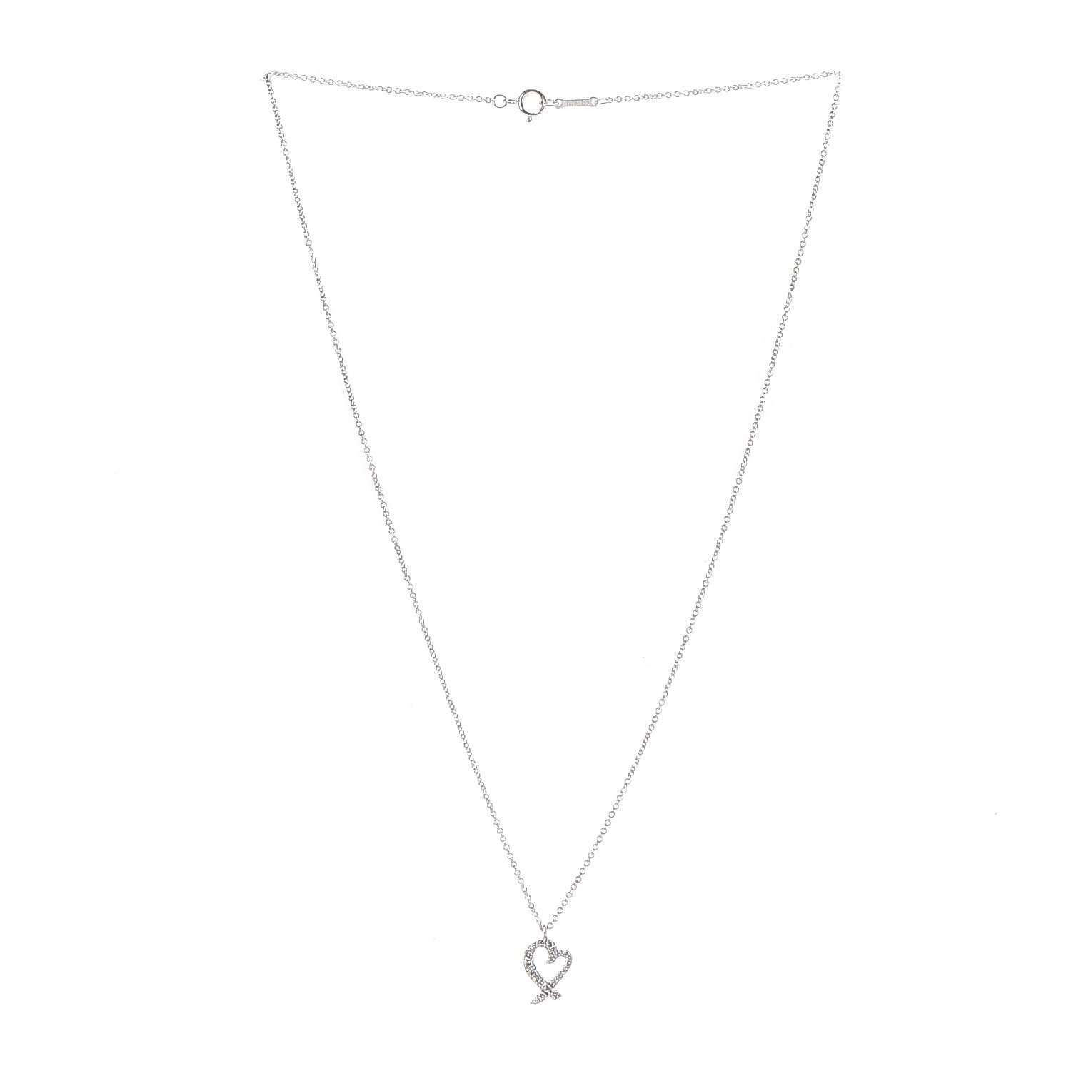 Tiffany 18K White Gold Diamond Mini Paloma Picasso Loving Heart Pendant Necklace 3 of 8