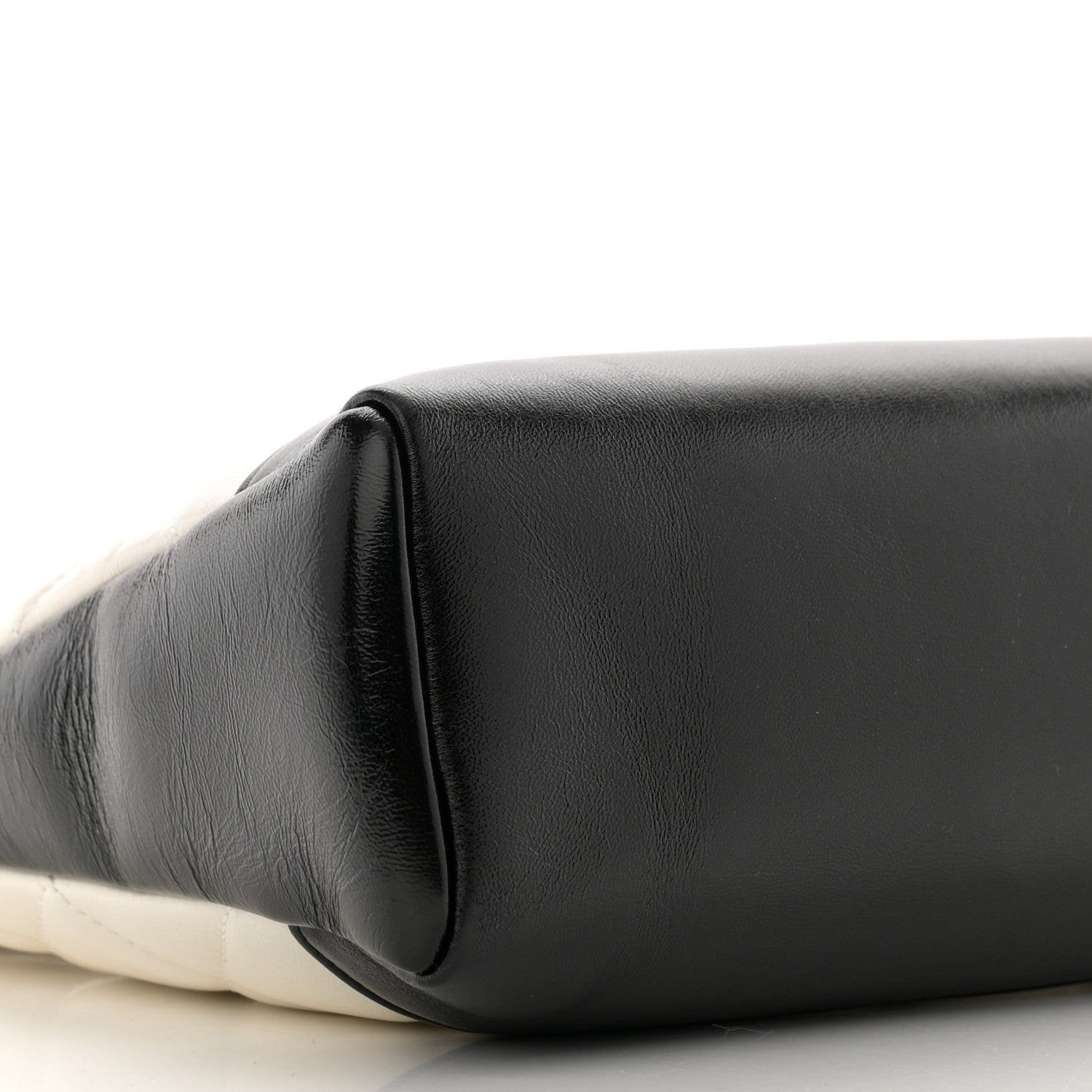 Chanel Shiny Crumpled Calfskin Quilted Small 31 Shopping Bag White Black 9 of 11