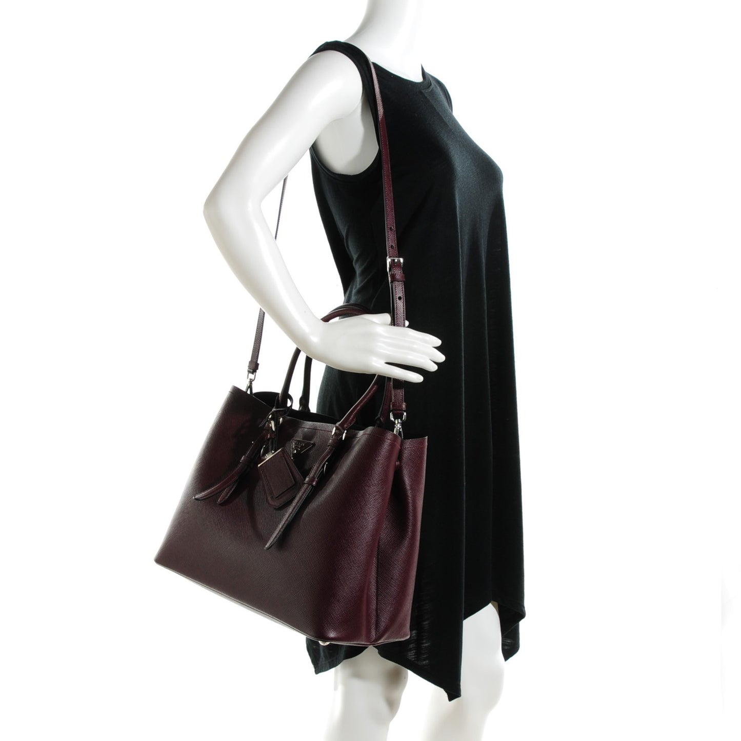 Saffiano Cuir Medium Double Handle Tote Granato