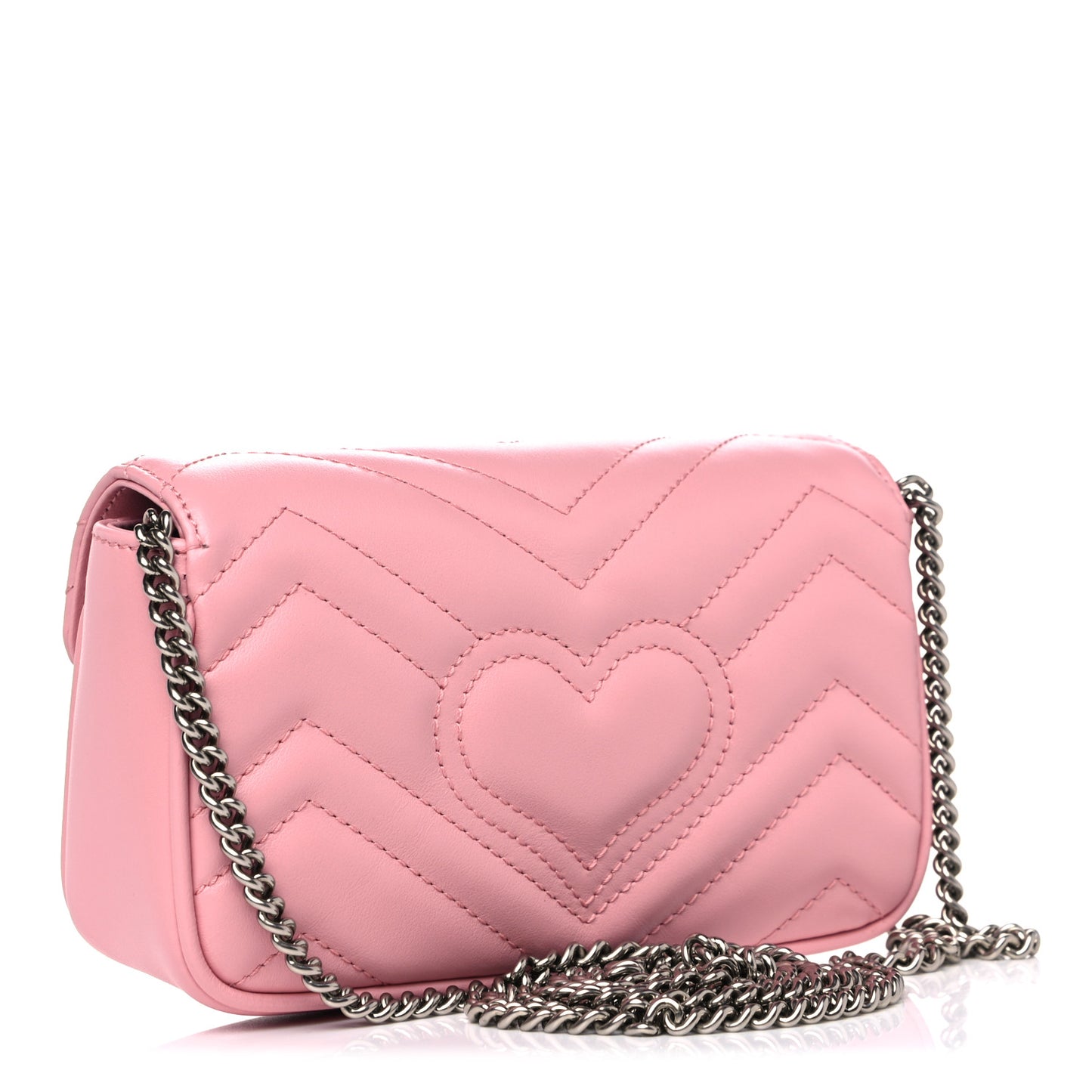 Calfskin Matelasse Super Mini GG Marmont Shoulder Bag Wild Rose