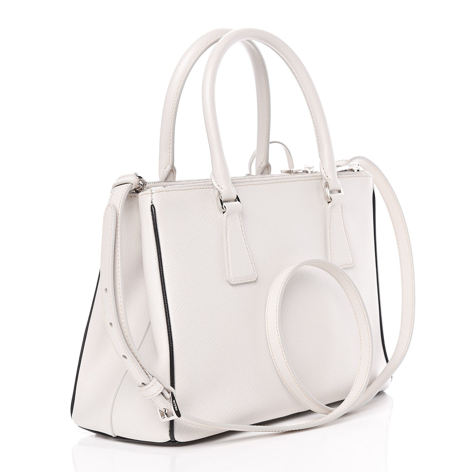 Prada Saffiano Small Galleria Double Zip Tote Talco Black 3 of 16