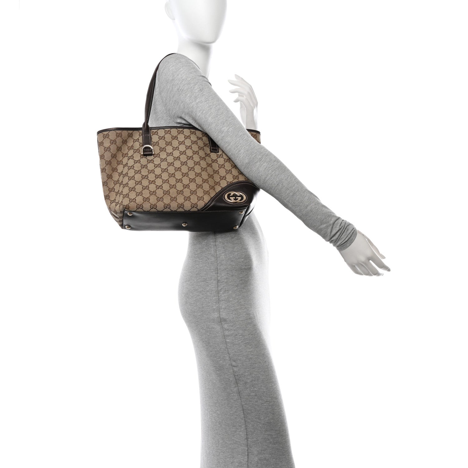 Gucci Monogram Medium New Britt Tote Brown 2 of 11