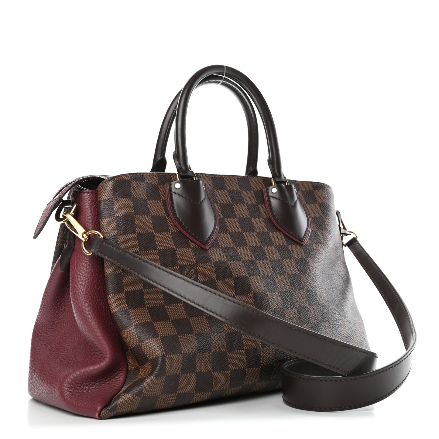 Cuir Taurillon Damier Ebene Normandy Bordeaux