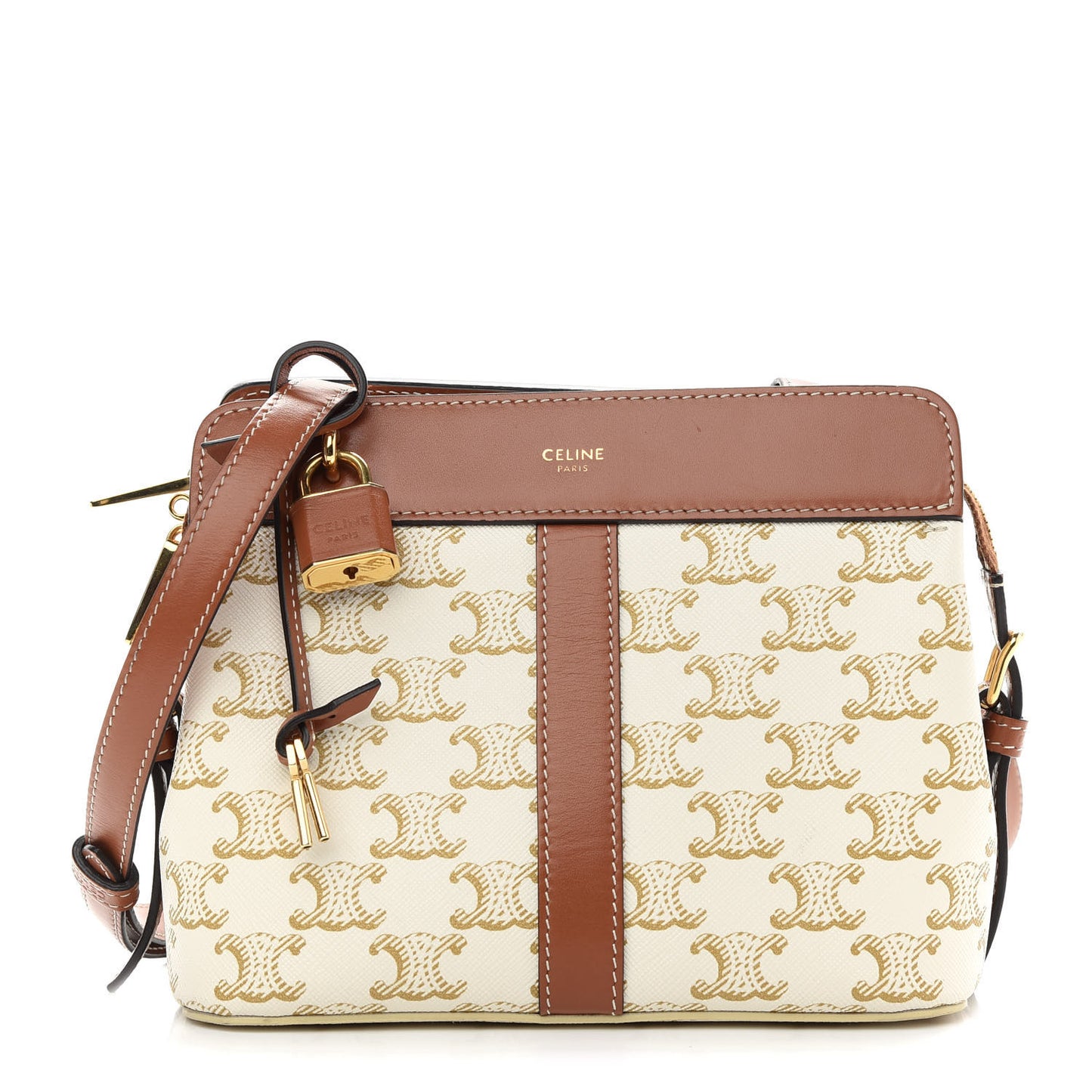 Calfskin Canvas Triomphe Teen Cabas De France White